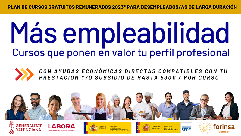 Nuevo Plan ILDELD de cursos remunerados por Labora GVA para desempleados/as de larga duración de Ibi y la comarca de la Foia de Castalla.